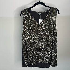 Torrid Black and Gold Sleeveless Tank Top Blouse Patterned Top Shirt